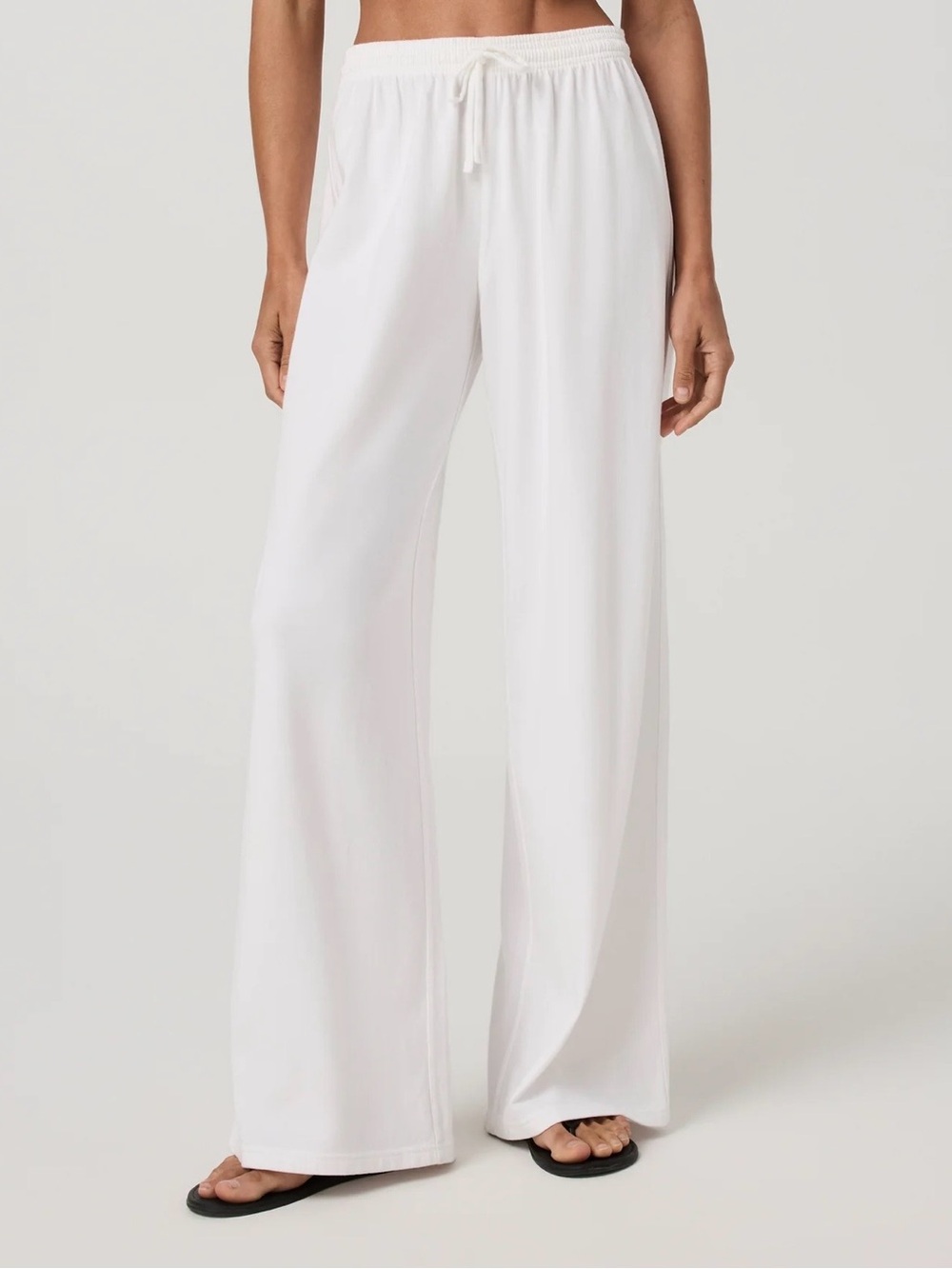 NWT Vuori White Heavyweight Cotton Easy Pant Wide-Leg Drawstring Pants, Size M